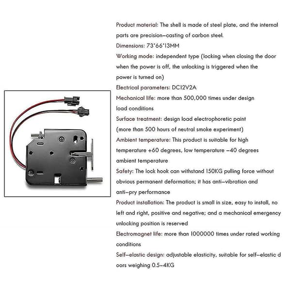 2x 12V 2A Intelligent Elektroniskt Styrd Elektromagnetisk Lås, Skåplås, Access Control S -gt