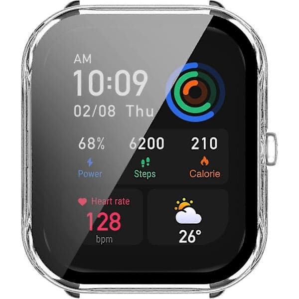Scratch-resistant PC Protective Case with HD Tempered Glass Screen Protector for Amazfit GTS 4 (Transparent)