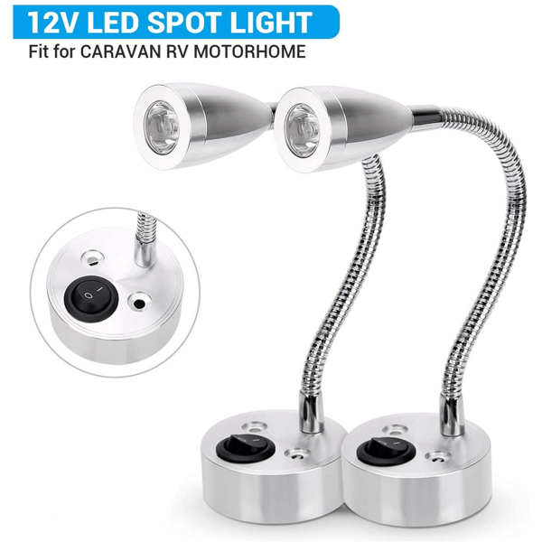 LED Væglampe 12V LED Spot Læselampe Afbryder Autocamper Campingvogn