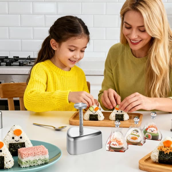 2-pakning Onigiri Form Rustfritt Stål, Musubi Risbolleformsett, Non-Stick Trekant Sushi Former med