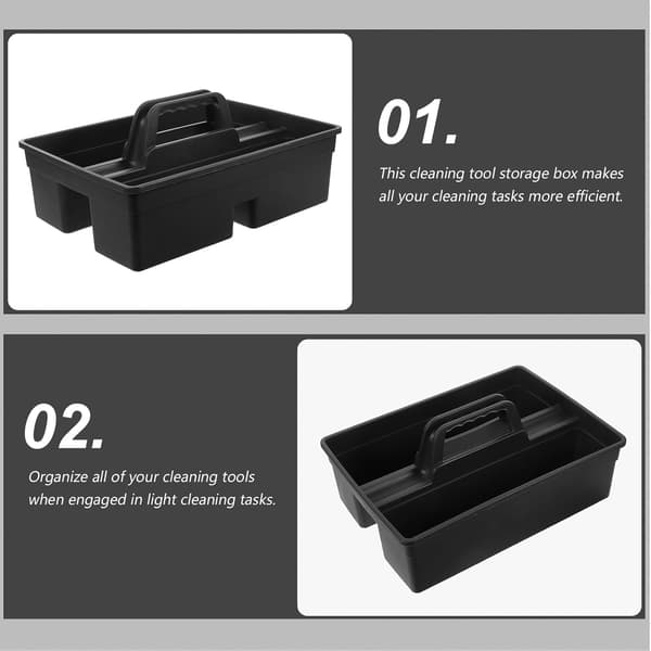 PP Cleaning Tool Box with 3 Compartments and Integrated Handle, Plastic Tool Organizer