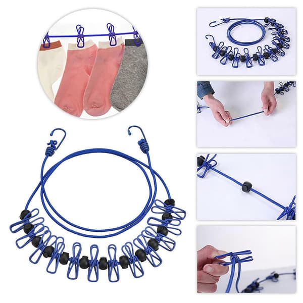 Retractable Clothesline, Retractable Clothesline for Travel, Clothesline with 12 Clothespins [DB] Red Red