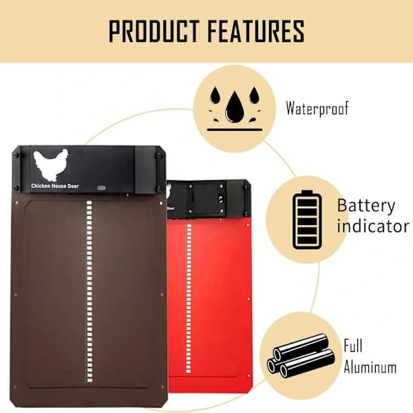 Automatic Chicken Coop Door Solar Powered Opener With Light Sensor Full Aluminum Waterproof For Chickens Ducks Geese