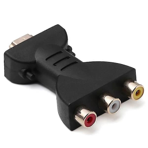 HDMI-kompatibel hann til 3 RCA hunn kompositt AV lyd- og videoadapterkonverterer for TV Svart