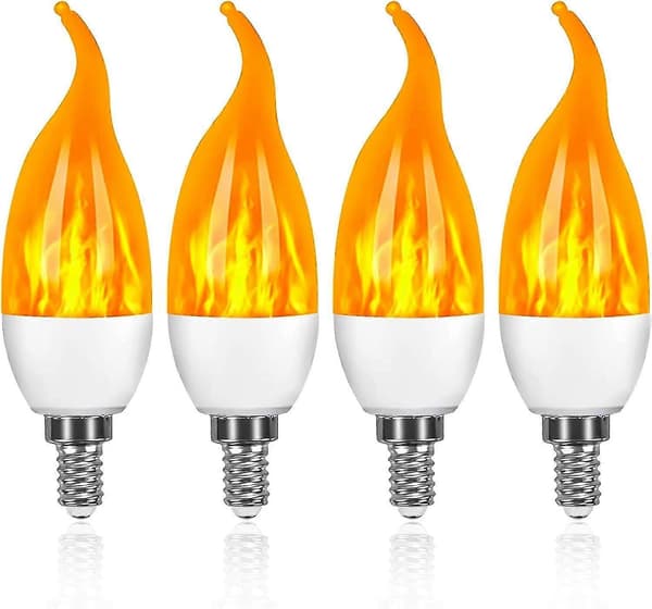 4-pakkaus 3W E14 LED-liekkilamppu, 3 valotilaa, koristelamppu