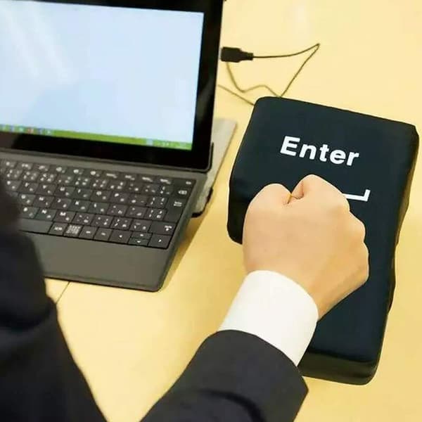Stor Enter-knapp Stressreducerande Kramleksak Hemmakontor Sovkudde Jättestor Storlek