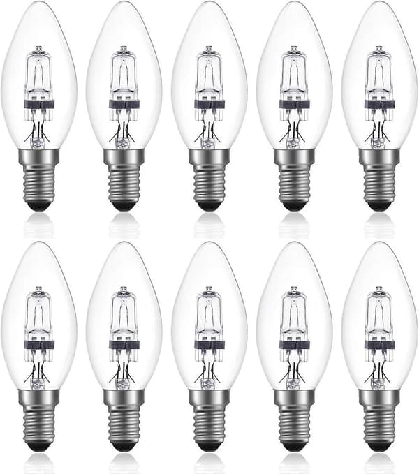42W E14 C35 Dimbar halogenlampe AC 220-240V Varmhvit 2700K e14 gjennomsiktig halogenlyspære (10 stk) [db]