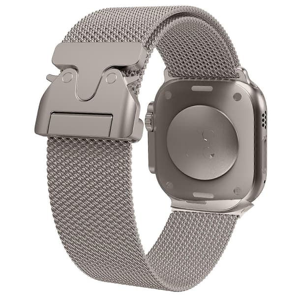Erstatningsrem til Apple Watch Series 10 46mm Milanese Mesh Rustfrit Stål Urrem (FMY) Titanium Titanium