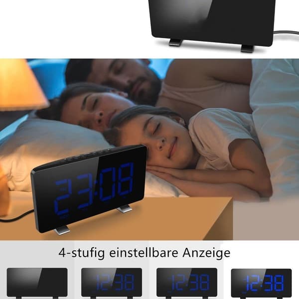 Radio Alarm Clock Digital Alarm Clock LED Display 4 Brightness Levels Adjustable