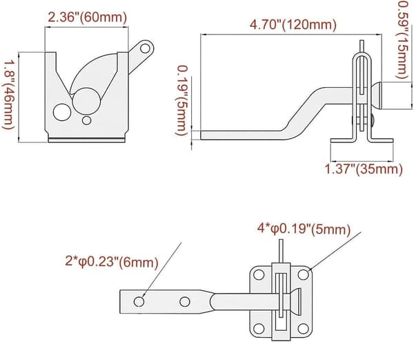 Self-Locking Gate Latch - Metal Bolt Lock - Steel Gravity Latch for Garden Gate - Black - Supplied with Mounting Screws