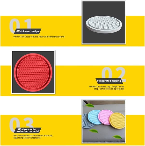 (Red) Cork Coasters Set of 2, Universal Round Cork Coasters Creative Car PVC