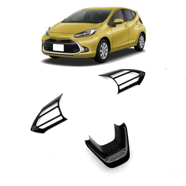 For AQUA/PRIUS C 2020 2021 ABS Gloss Black Bil Interiør Rattkåpe Trim Styling