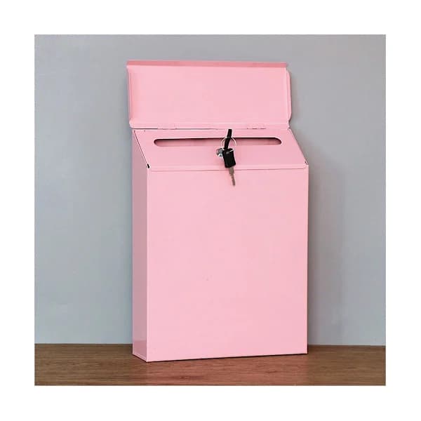 Wall-mounted mailbox with lock, wall-mounted post box, rural mailbox with key, suitable for H Pink