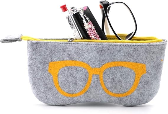 4-pack Portable Glasses Case Soft Felt Zip Pouch Eyeglasses Holder Makeup Storage Bag