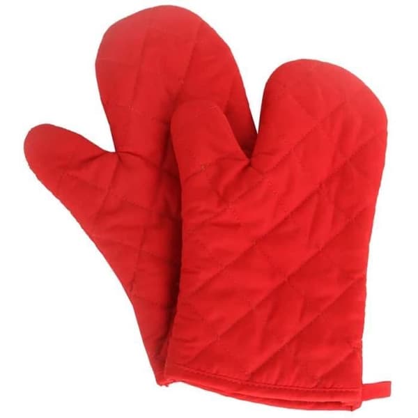Oven Mitts - Red - Heat Resistant - Practical Design - Washable