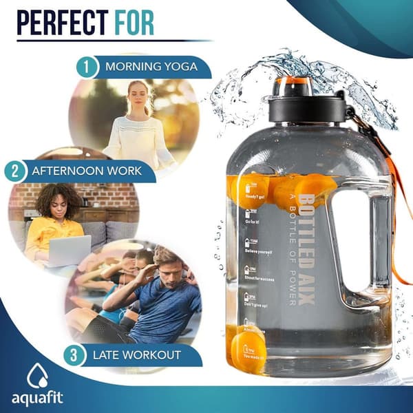 2.2L Water Bottle with Straw, Black KLB