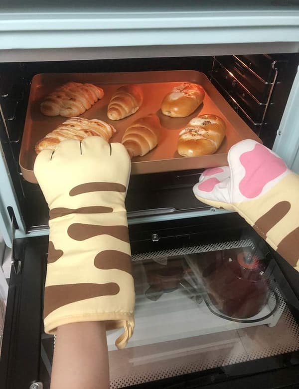 Oven Mitts Kitchen Cooking Baking Heat Resistant Cat Mitt, 1 Pair Claw Cute and Interesting Kitchen Accessories
