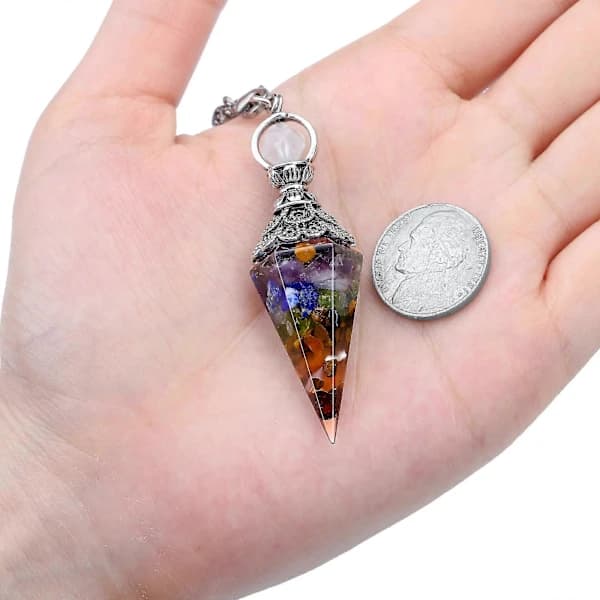 Chakra Krystallpendel Heksagonal Reiki Healing Stein Spådomsverktøy [JUN]