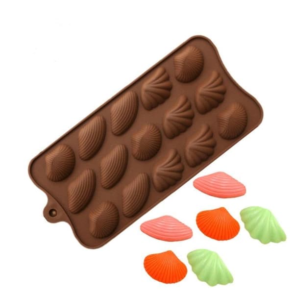 Skaller Snegle Diverse 15 stk Praline Silikoneform Chokolade Brun