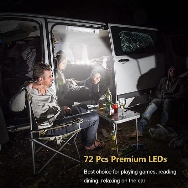 12V 72LED Interiørlys 2-pakning, Taklamper med På/Av-knapp