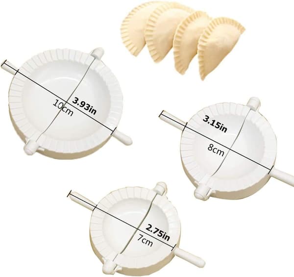 Sett med 3 Dumpling Ravioli Former (Hvite), Deigpresse