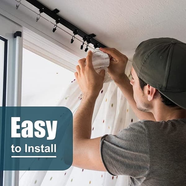 3m Flexible Ceiling Curtain Track in PVC - Flexible Ceiling System for Shower & Room Divider - incl. Gliding Hooks