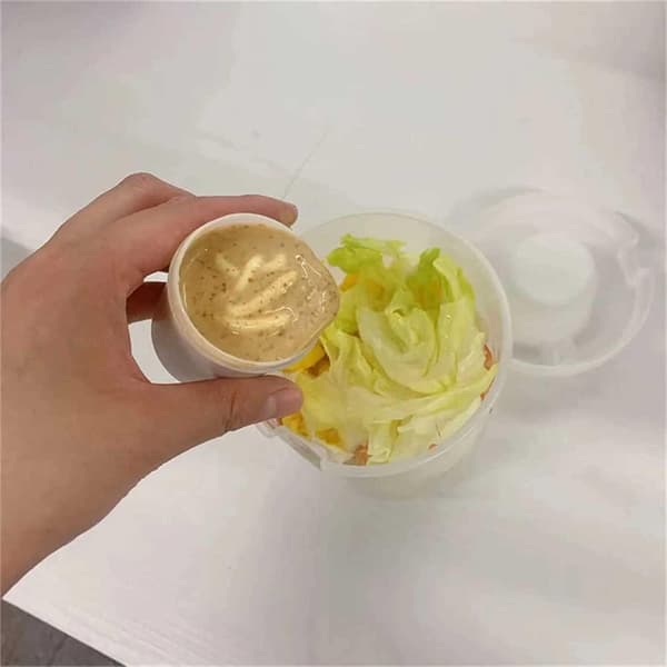 Smart matboks med sausbeholder og gaffel - perfekt til lunsj Vit white