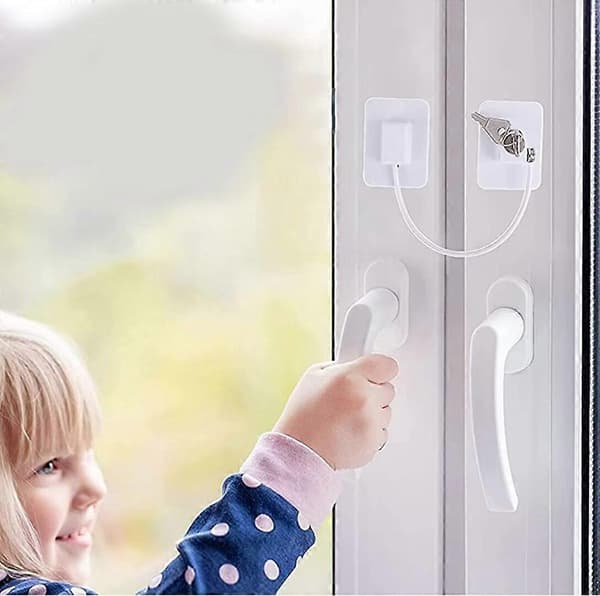 Barnfönstersäkerhet: 3-pack Garderobslås, Dörrspärr, Kylskåpslås, Lådspärr - GRATIS Dörrfingerskydd Hemmasäkerhetspaket [DB]