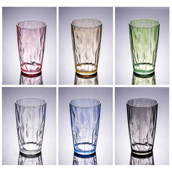 Unbreakable Drinking Glasses 490ml Acrylic Shatterproof Water Glasses Beer Glasses Clear Clear