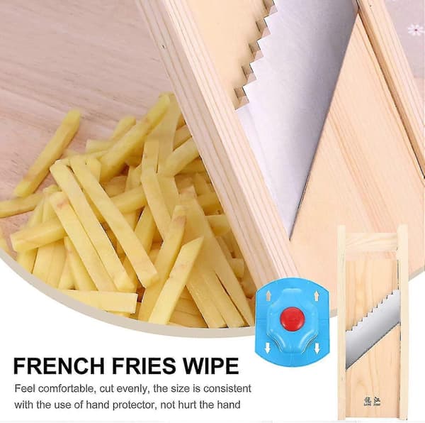 1 sett engelsk pommes frites-kutter i rustfritt stål, grønnsakspotetkutter, manuell potetchipsmaskin, sklisikker fruktkutter med håndbeskyttelse