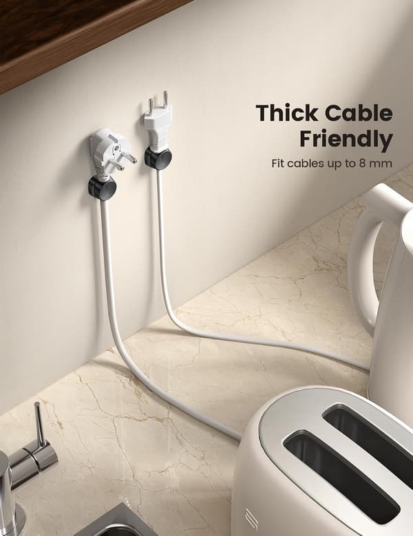 6 Pcs Spring Cable Holders - Residue-Free Cord Management, Cable Holder Organizer Charging Cable Holder Black (8mm)