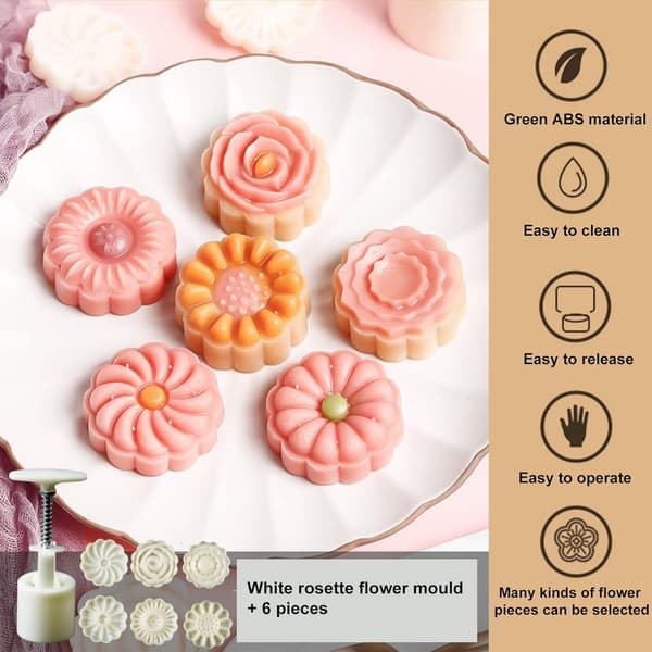 Sæt med 12 kageforme - Kagestempler - Kageforme - Kageformesæt - Mooncake form sæt - Bageform