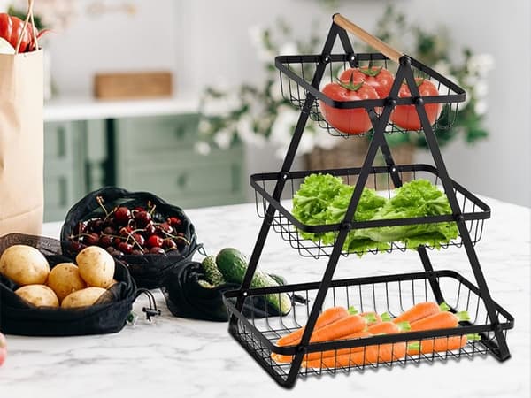 Kitchen Rack LOFT - Three-tier metal shelf with baskets 1356