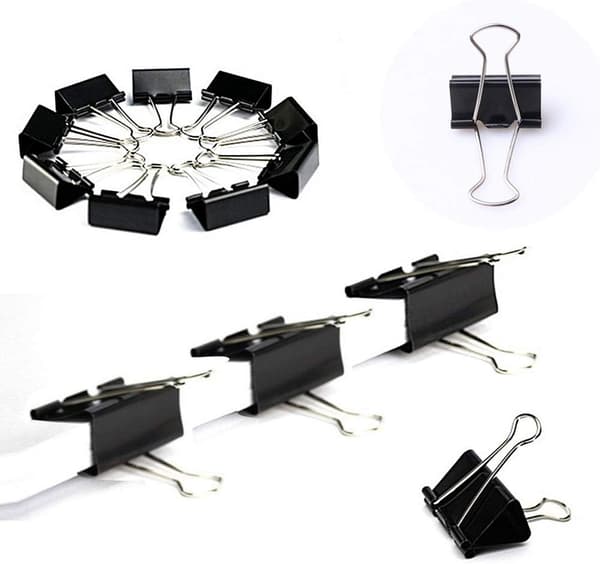60 stk. Bulldog-clips, 25 mm små papirclips, sorte foldbare metalclips til papir