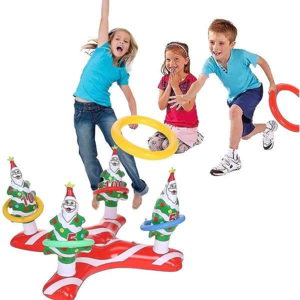 Julespil Oppusteligt Ringkastningsspil Med 4 Ringe Til Flere Spillere