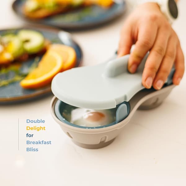 Microwave Egg Cooker 2 BPA-Free Dishwasher Safe Egg Cookers, Non-stick Egg Microwave, 1 Min Fast Egg Cooker for Microwave Boiled