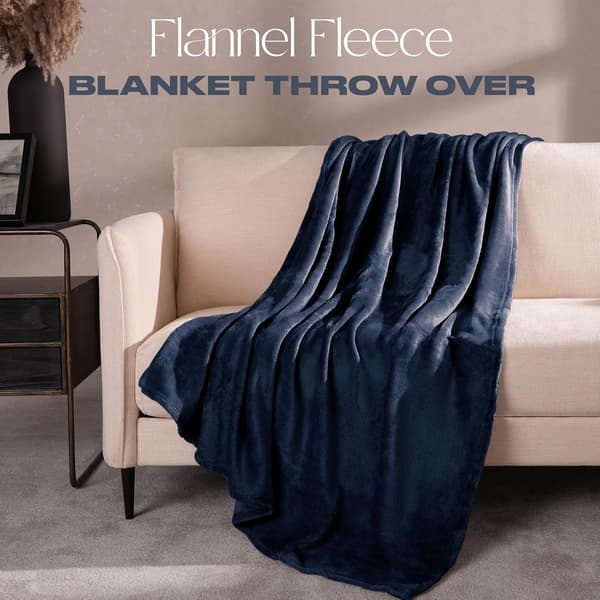 Blød Flanell Fleece Tæppe Sengeløber Stor Fluffy Varm, Marineblå
