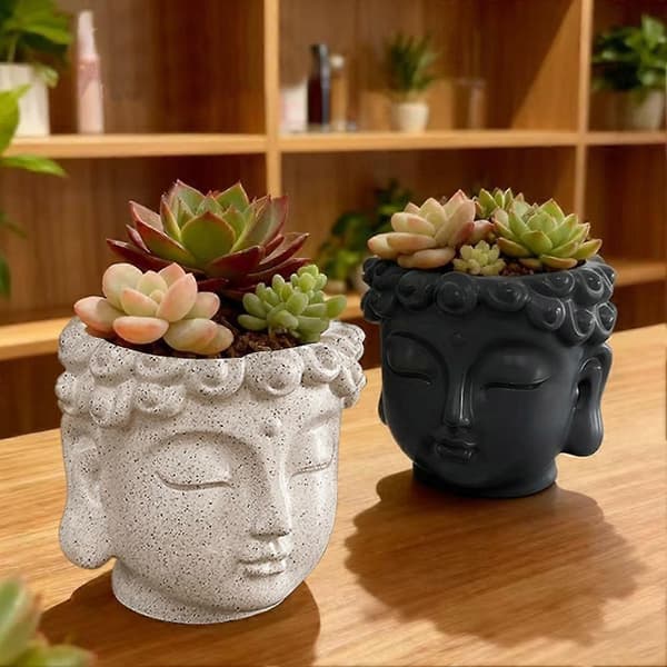 Buddha Head Planter 9.5x10x8.7cm Zen Decor Small Plant Succulent Vase