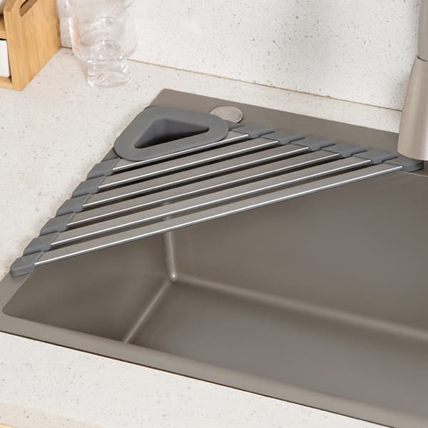 Sink Mounted Triangles Drain Rack Household Cutlery Drying Rack for Home Kitchen Light Grey Small Light Grey Small