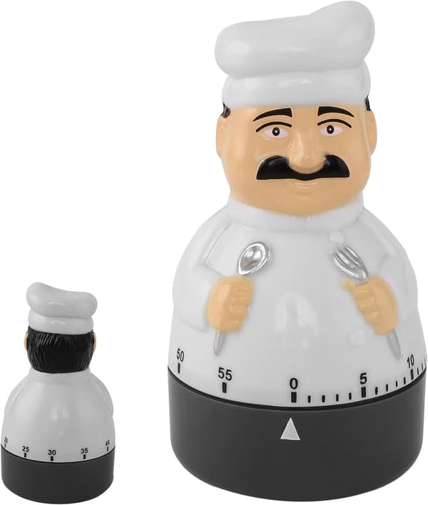 Egg timer, 5.8 x 5.8 x 10 cm cooking timer, mechanical egg timer with metal lift, kitchen timer in the shape of a chef