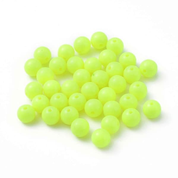 Fluorescerande akrylpärlor runda gula 8mm Hål: 1.5mm 1700st/500g