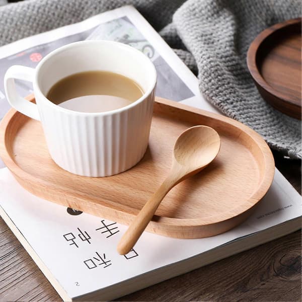 Feeding Plate Oval Shape Stackable Wooden Dessert Sushi Serving Tray Kitchenware A A