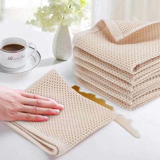 Bomuldskøkkenhåndklæder – Sæt med 6 (beige)