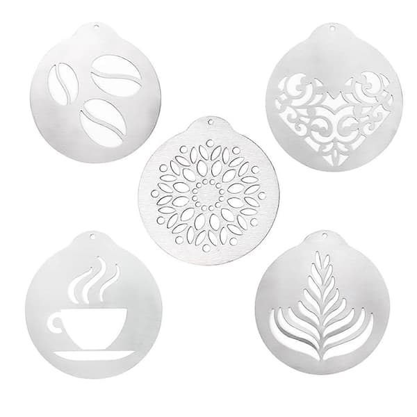 5 Pcs Cappuccino Mold Portable Delicate Execution DIY Coffee Stencils Cake Decorating Tools for Kitchen
