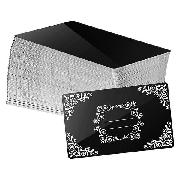 100 stk. metalgraveringsæmner aluminiumsplade lasergravering visitkort gravering DIY gavekort, blank sort