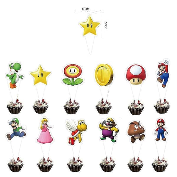 [KK] Mario Kagetopper sæt til børnefødselsdagsdekorationer
