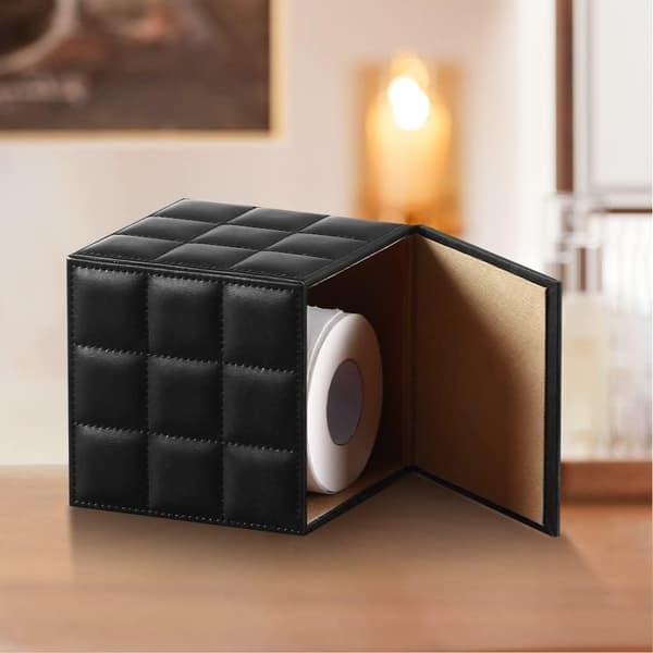Tissue Box Cover, PU Leather Square Tissue Box Holder, Napkin Dispenser