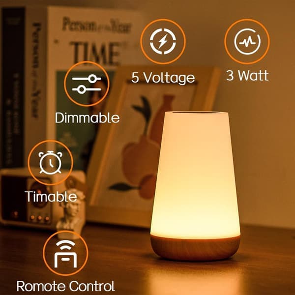 Natlampe, LED Touch Sengelampe, 13 RGB Farveskift, 5 Lysstyrkeniveauer, Timerfunktion, Genopladelig