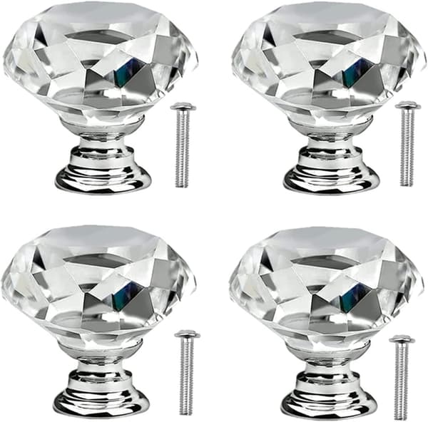 Krystalglas Diamant Skabsdørsknap Skab Skuffe H