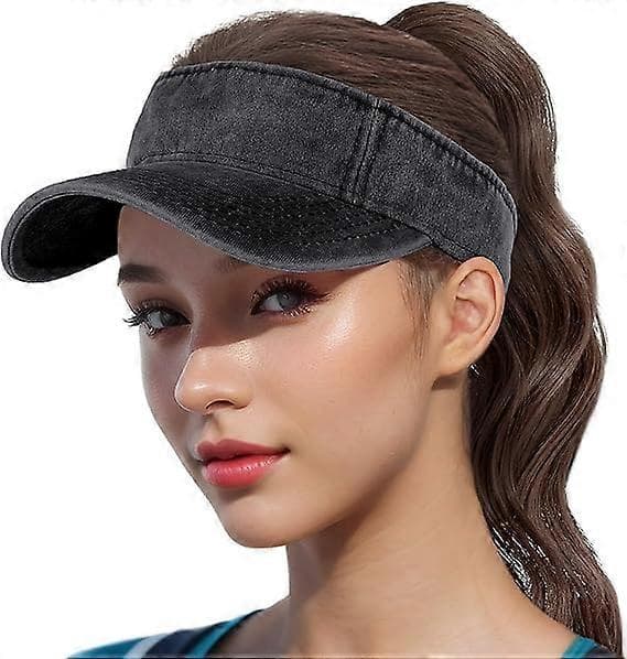 Sun Visor Cap - Women's Sun Visor Caps, Washed Cotton Denim, Classic Simple Caps, Adjustable Cap